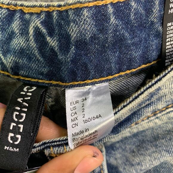 NEW H&M Curvy Wide-Leg High-Waist Jeans Sz 2 Blue‎ Stretch Denim - Picture 10 of 12